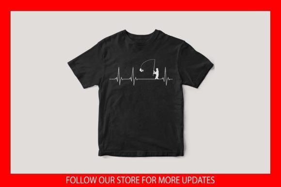 Fishing Heartbeat Funny T-Shirt SVG File for Graphics and Crafts