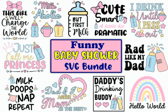 Funny Baby Shower SVG Bundle for Graphics and Crafts