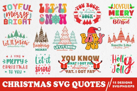 Funny Christmas Quotes SVG Bundle Design Graphics and Crafts