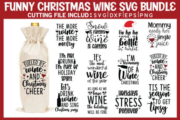 Funny Christmas Wine SVG Bundle: Graphics for Crafts