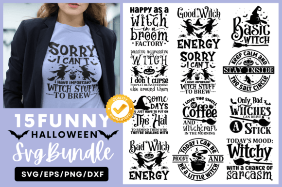 Funny Halloween Quotes Svg Bundle for Crafts and Graphics