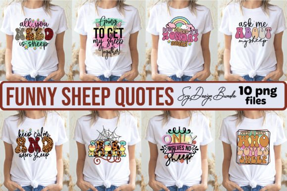 Funny Sheep Quotes SVG Design Bundle for Graphics & Crafts