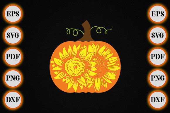 Sunflower Pumpkin Funny Holiday Graphics for Crafts