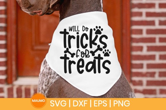 Tricks for Treats Funny Dog Bandana Svg Graphics in Crafts